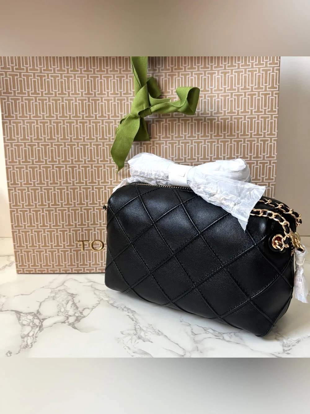 New Tory Burch Fleming Soft Crossbody Bag Black with Gift Box